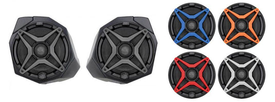 SSV Works Front Kick 6.5" Speaker Pods And Orange Grills For Can-Am Maverick X3 17-22