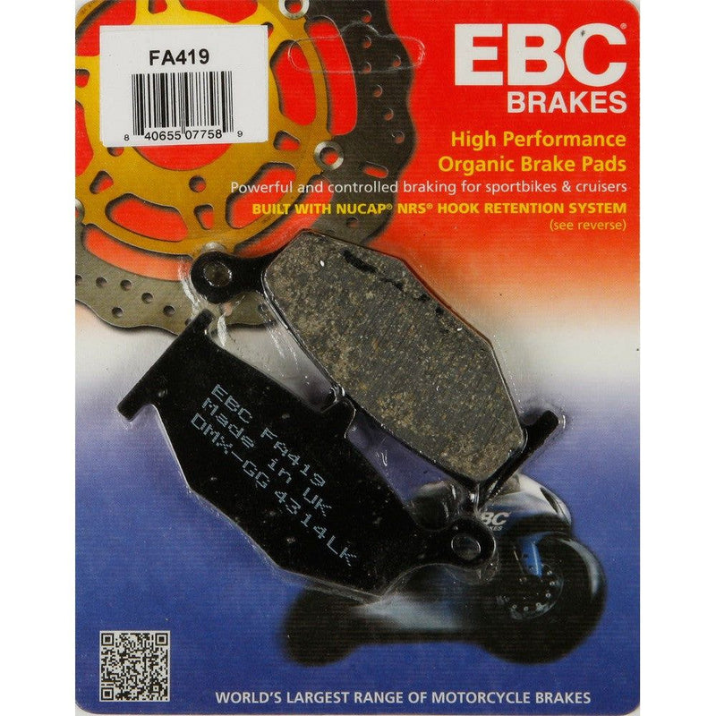 Load image into Gallery viewer, EBC 1 Pair FA Series Organic Replacement Brake Pads MPN FA419
