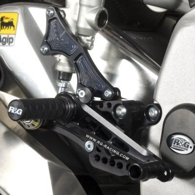 R&G Racing Black Adjustable Rearsets For 2009-2014 Aprilia RSV4 Factory