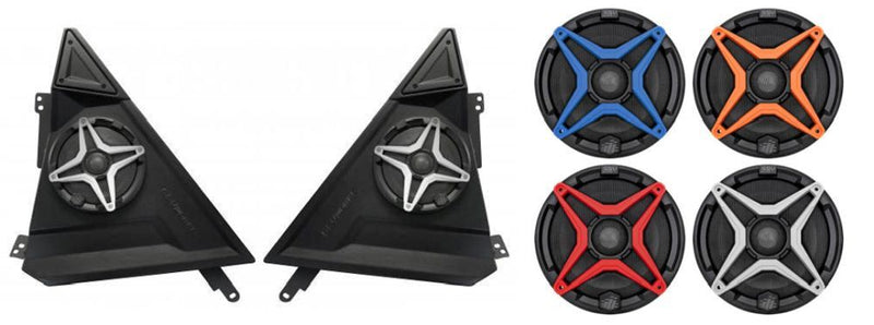 Load image into Gallery viewer, SSV Works Front 6.5&quot; Speaker Pods With Orange Grilles For Polaris Slingshot 15-21
