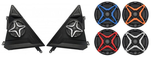 SSV Works Front 6.5" Speaker Pods With Orange Grilles For Polaris Slingshot 15-21