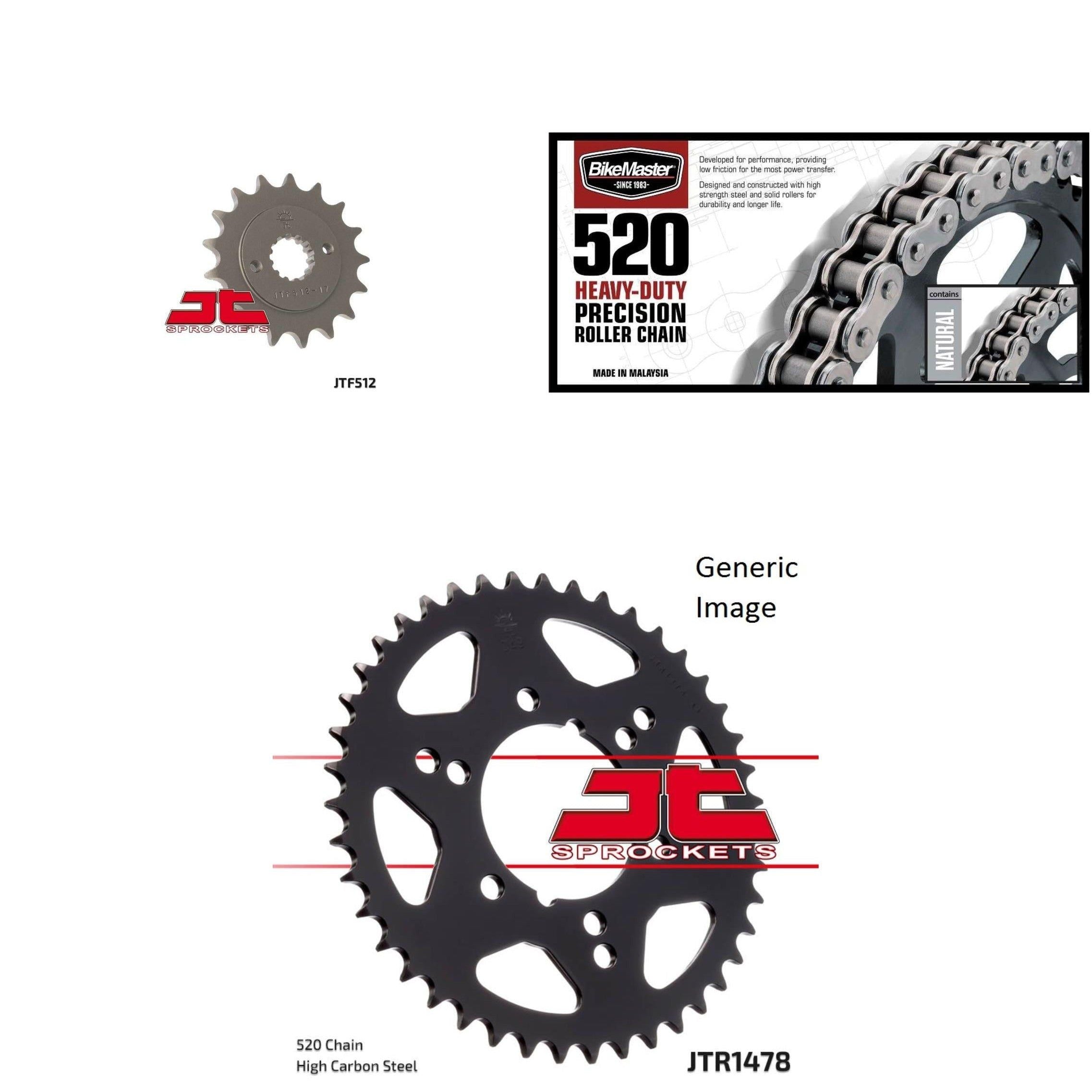 520H Chain Natural,Front & Rear Sprocket Kit for KAWASAKI ZX550 GPZ 1984-1986