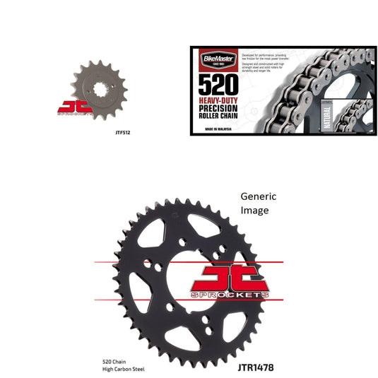 520H Chain Natural,Front & Rear Sprocket Kit for KAWASAKI ZX550 GPZ 1984-1986