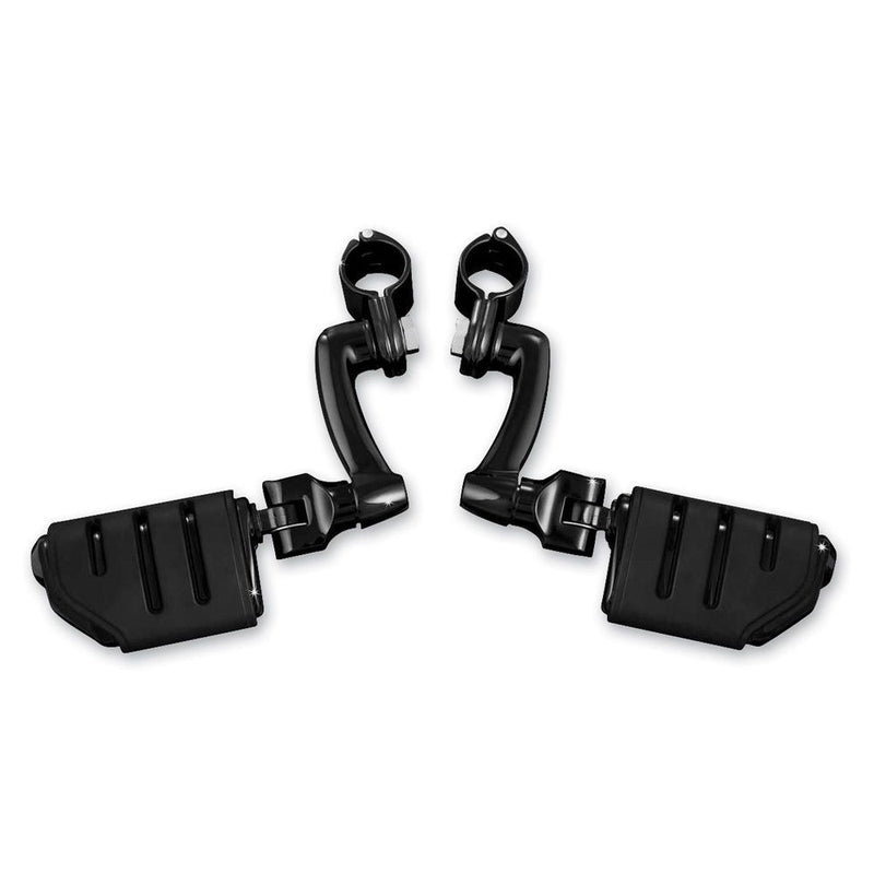 Load image into Gallery viewer, Kuryakyn Black Longhorn Offset Highway Trident Pegs 1-1/4&quot; Guard Harley Honda
