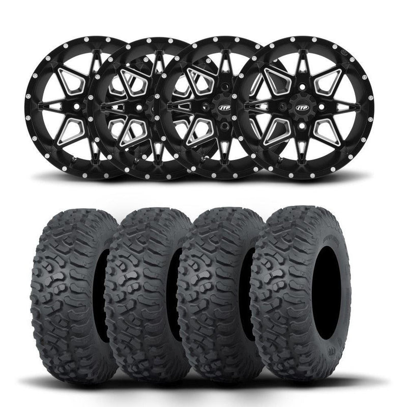 Load image into Gallery viewer, ITP Tornado 14&quot; Matte Black Wheels And Terra Hook Tires [32x10-14]
