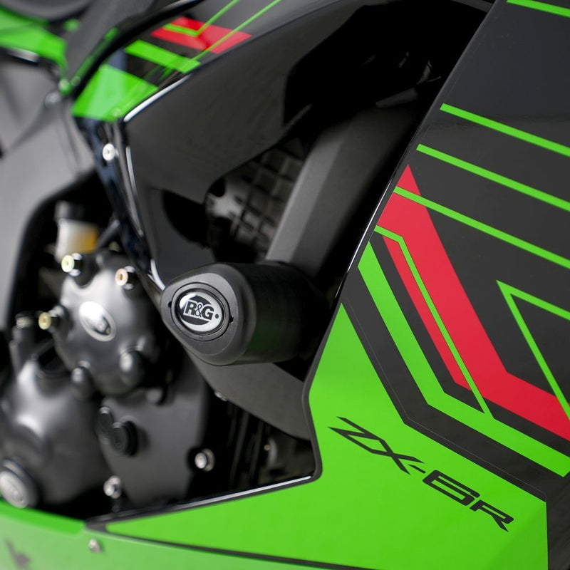 Load image into Gallery viewer, R&amp;G Racing Red Aero Style Non-Drill Crash Protectors For 2024-2024 Kawasaki Ninja ZX6R ZX636
