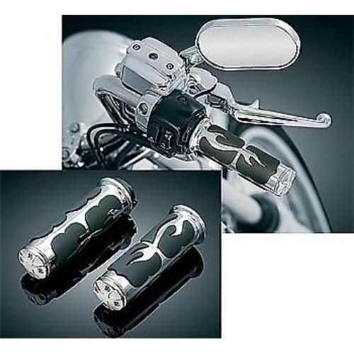 Load image into Gallery viewer, KURYAKYN UNIVERSAL CHROME ISO FLAME GRIPS FOR ONE INCH HANDLEBARS 6262
