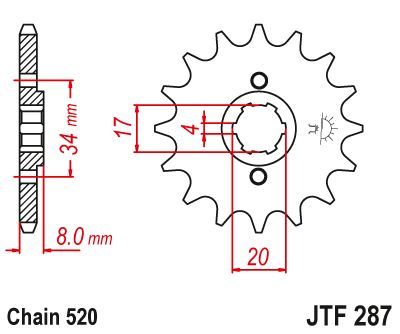 Load image into Gallery viewer, JT Sprockets Front Steel Countershaft Sprocket 14 Tooth 14T 520 Chain JTF287.14
