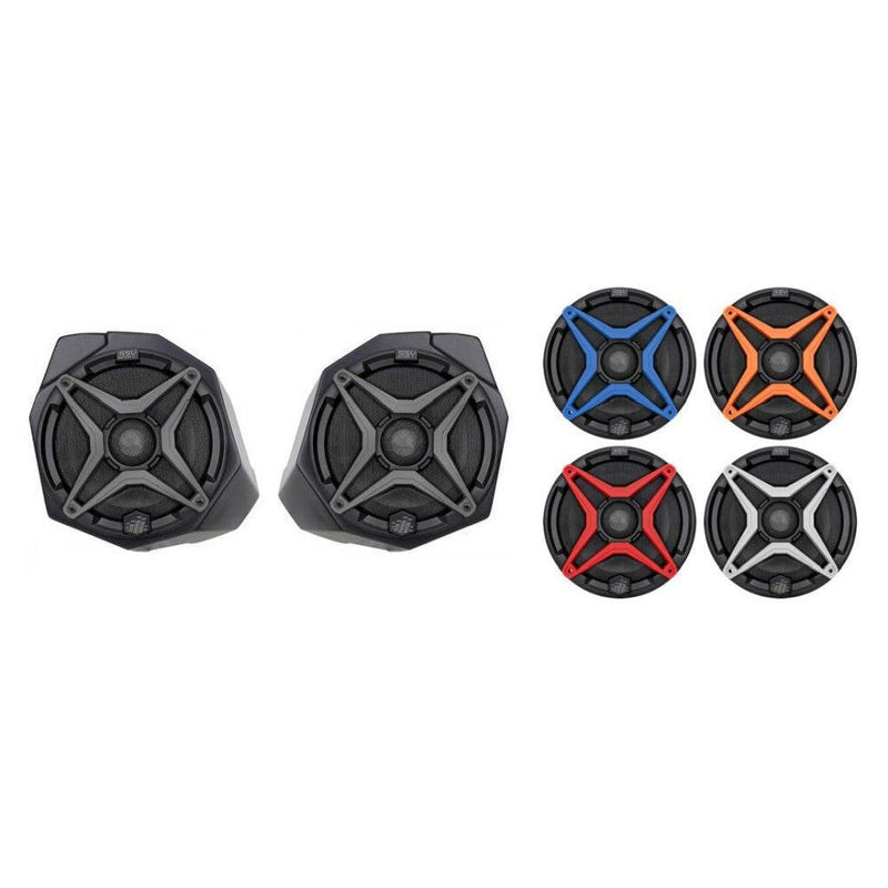 Load image into Gallery viewer, SSV Works Front Kick 6.5&quot; Speaker Pods With Blue Grills For Can-Am Maverick X3 17-22
