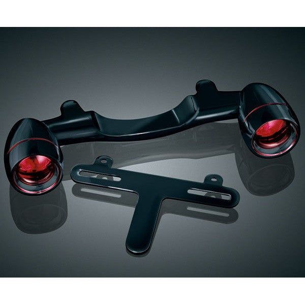 Load image into Gallery viewer, Kuryakyn Black Bullet Light Rear Turn Signal Bar License Plate Harley Touring
