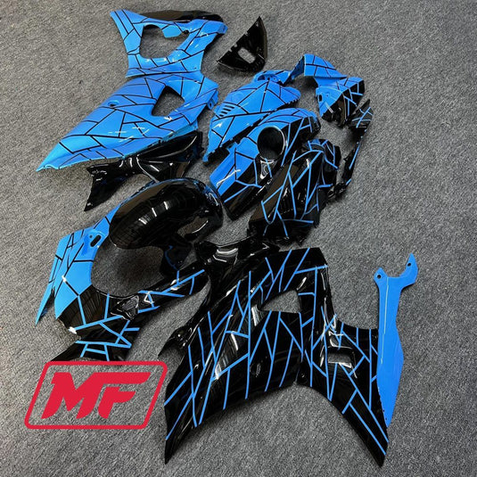Monster Fairings Full Kit Yamaha R7 21-23 Light Blue and Black Split + Windshield + Gas Tank Cover