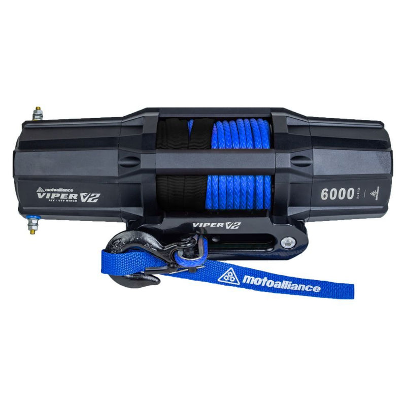 Load image into Gallery viewer, Viper V2 UTV Winch Kit 6000 lb Wide Spool With 60 Feet Blue Synthetic Rope With Mount For Can-Am Maverick X3 2017-2021
