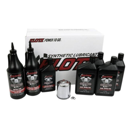 Klotz Premium 20W/50 4 Quart Synthetic Oil Change Kit For Harley-Davidson Twin Cam