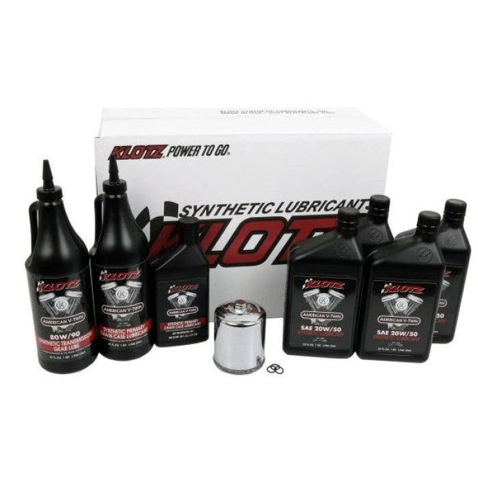 Klotz Premium 20W/50 4 Quart Synthetic Oil Change Kit For Harley-Davidson Twin Cam