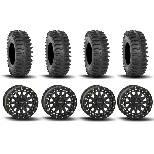 System 3 SB-6 Beadlock Matte Black 15" Wheels And XT400 Tires [32x10R-15]