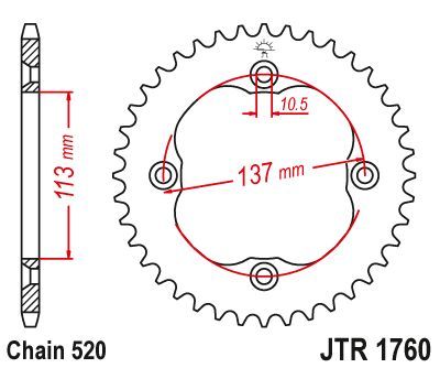 Load image into Gallery viewer, JT Sprockets Rear Steel Sprocket 36 Tooth 36T 520 Chain JTR1760.36
