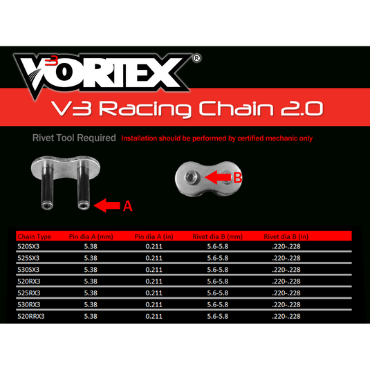 Vortex Black WSS 530SX3-114 Chain and Sprocket Kit 16-41 Tooth - CK2148
