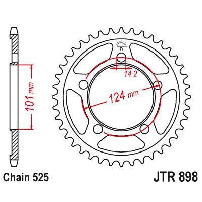 JT Sprockets Rear Steel Sprocket 37 Tooth 37T 525 Chain JTR898.37