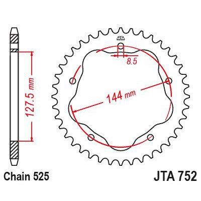 JT Sprockets Rear Racelite Aluminum Race Sprocket Black 41 Tooth 41T 525 Chain
