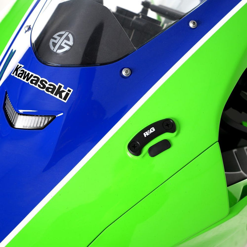 Load image into Gallery viewer, R&amp;G Racing Black Mirror Delete Blanking Plates For 2016-2019 Kawasaki Ninja ZX10R ZX1000

