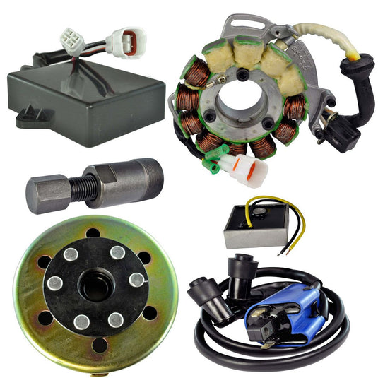 RMStator 200 W Stator And Regulator Rectifier, Peak RPM CDI Box, Ignition Coil and Flywheel with Puller