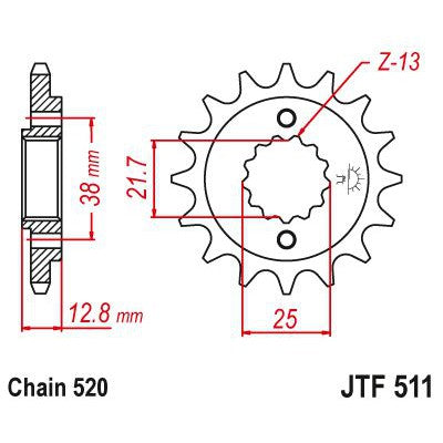 JT Sprockets Front OEM Type Rubber Cushioned Sprocket 15 Tooth 15T 520 Chain
