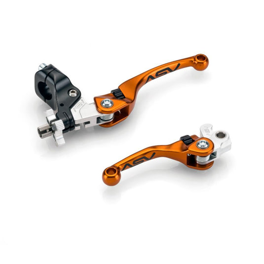 ASV Orange F4 Offroad Model Shorty Clutch + Brake Lever Pair Pack BCF40106SH-SO