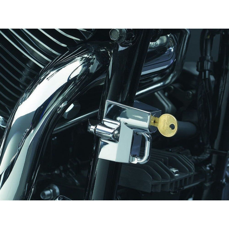 Load image into Gallery viewer, Kuryakyn Universal Helmet Lock Chrome 1 1/4&quot; 1-1/2&quot; Frame Harley Suzuki Honda
