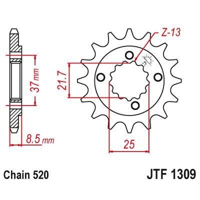 JT Sprockets Front Steel Countershaft Sprocket 14 Tooth 14T 520 Chain For Honda TRX400X 2x4 2009-2014 JTF1309.14