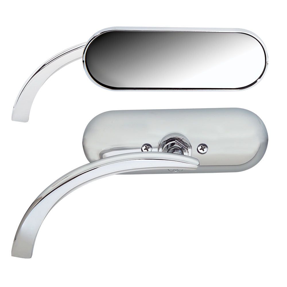 Arlen Ness Micro Chrome Mini Oval Left Side Mirror Harley or Metric EACH New