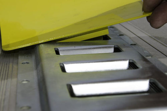 E-Chock Wheel Chocks with 5-Foot Metal Mounting Tracks, Yellow and Gray, Set of 2
