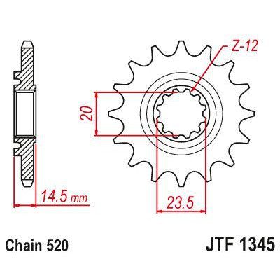 JT Sprockets Front OEM Type Rubber Cushioned Countershaft Sprocket 13 Tooth 13T 520 Chain