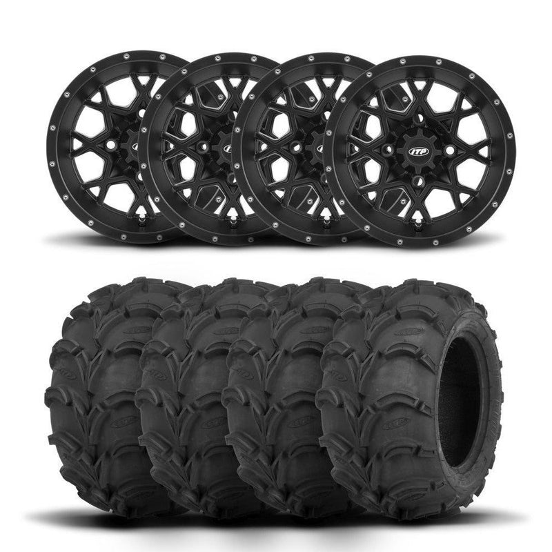 Load image into Gallery viewer, ITP Hurricane 12&quot; Matte Black Wheels And Mud Lite Tires [30x12-12]

