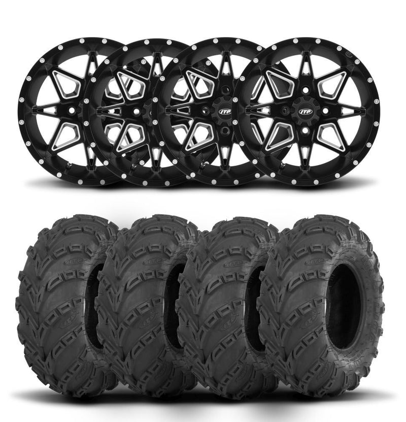 Load image into Gallery viewer, ITP Tornado 14&quot; Matte Black Wheels And Mud Lite Tires [28x10-14]
