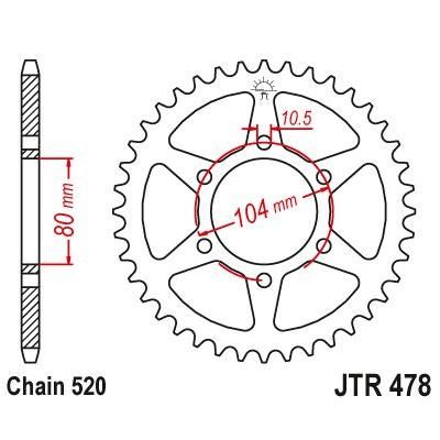 Load image into Gallery viewer, JT Sprockets Rear Steel Sprocket 45 Tooth 45T 520 Chain JTR478.45
