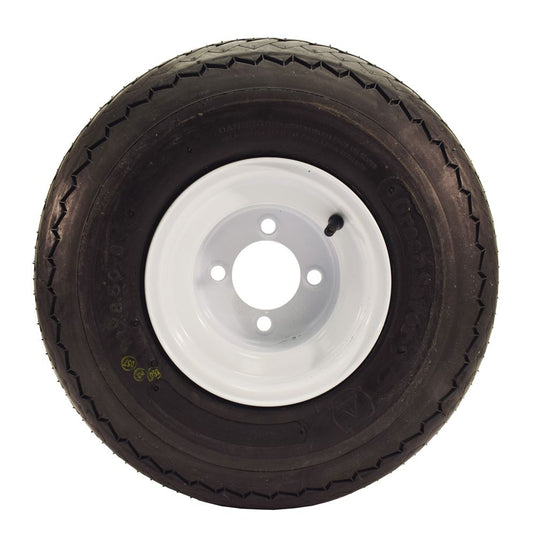 Golf Cart Wheel Assembly - 18 x 8.5 - 8 Sawtooth Tire on 8 x 7, 4 on 4 White Steel Wheel