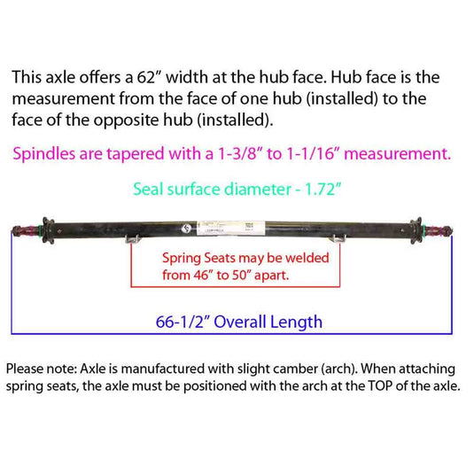 3,500 lb. Straight Axle Tube with 62 Inch Hub Face