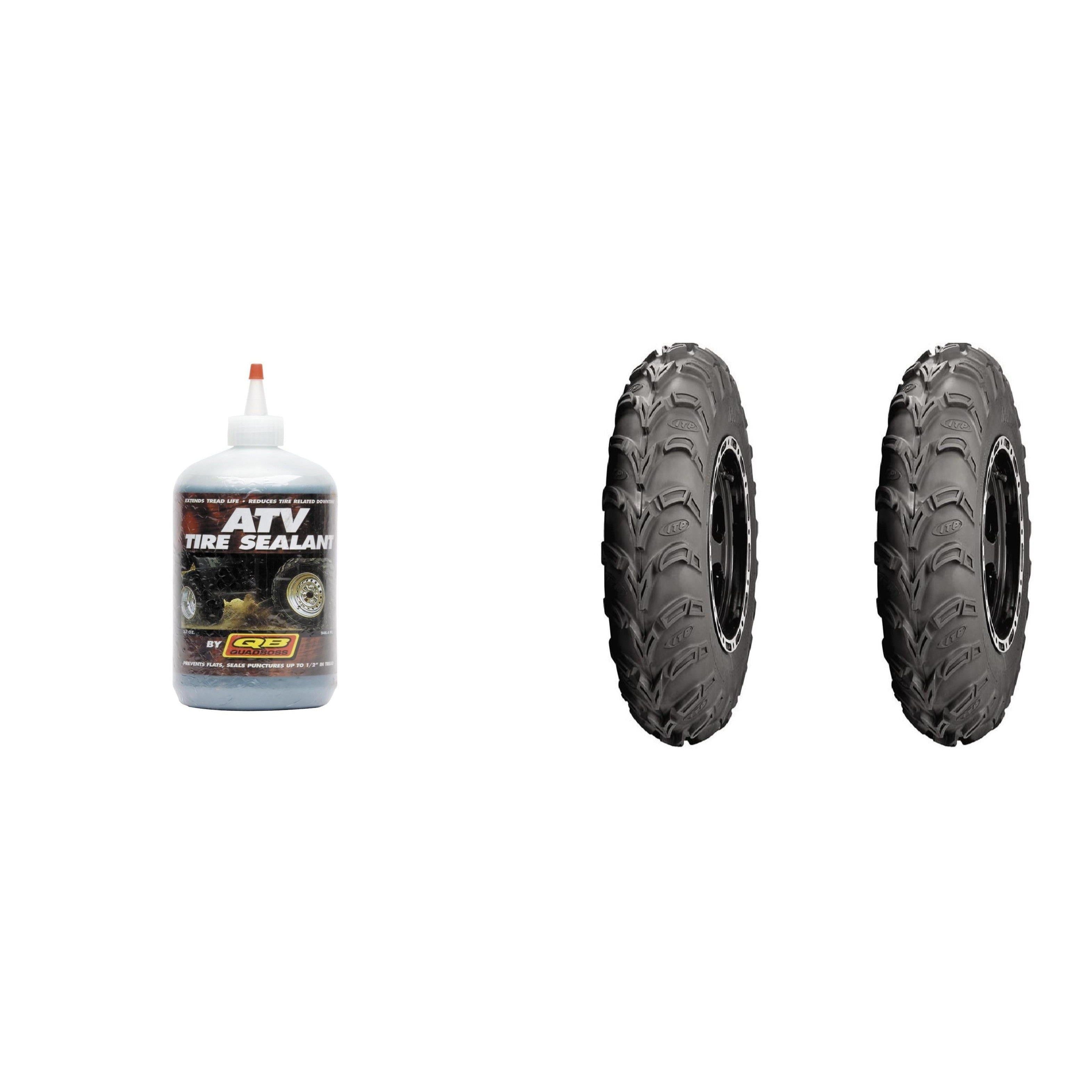 Set of 2 ITP Mud Lite AT Rear Tires 25x11-10 6-ply with QUADBOSS Sealant