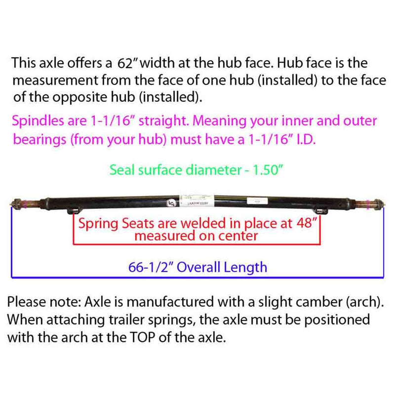Load image into Gallery viewer, 2,200 lb. Straight Axle Tube - 62 Inch Hub Face
