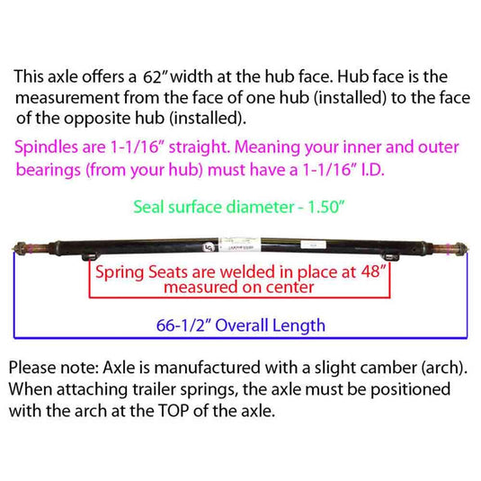 2,200 lb. Straight Axle Tube - 62 Inch Hub Face
