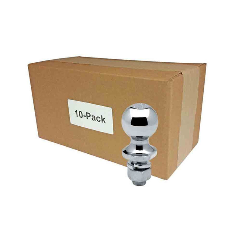 Load image into Gallery viewer, 10-Pack - Trailer Hitch Ball, 2 in. Diameter, 3,500 lbs. Capacity, 3/4 in. Shank Dia, 1-9/16 in. Shank Length, Chrome (Replaced part #4-B)

