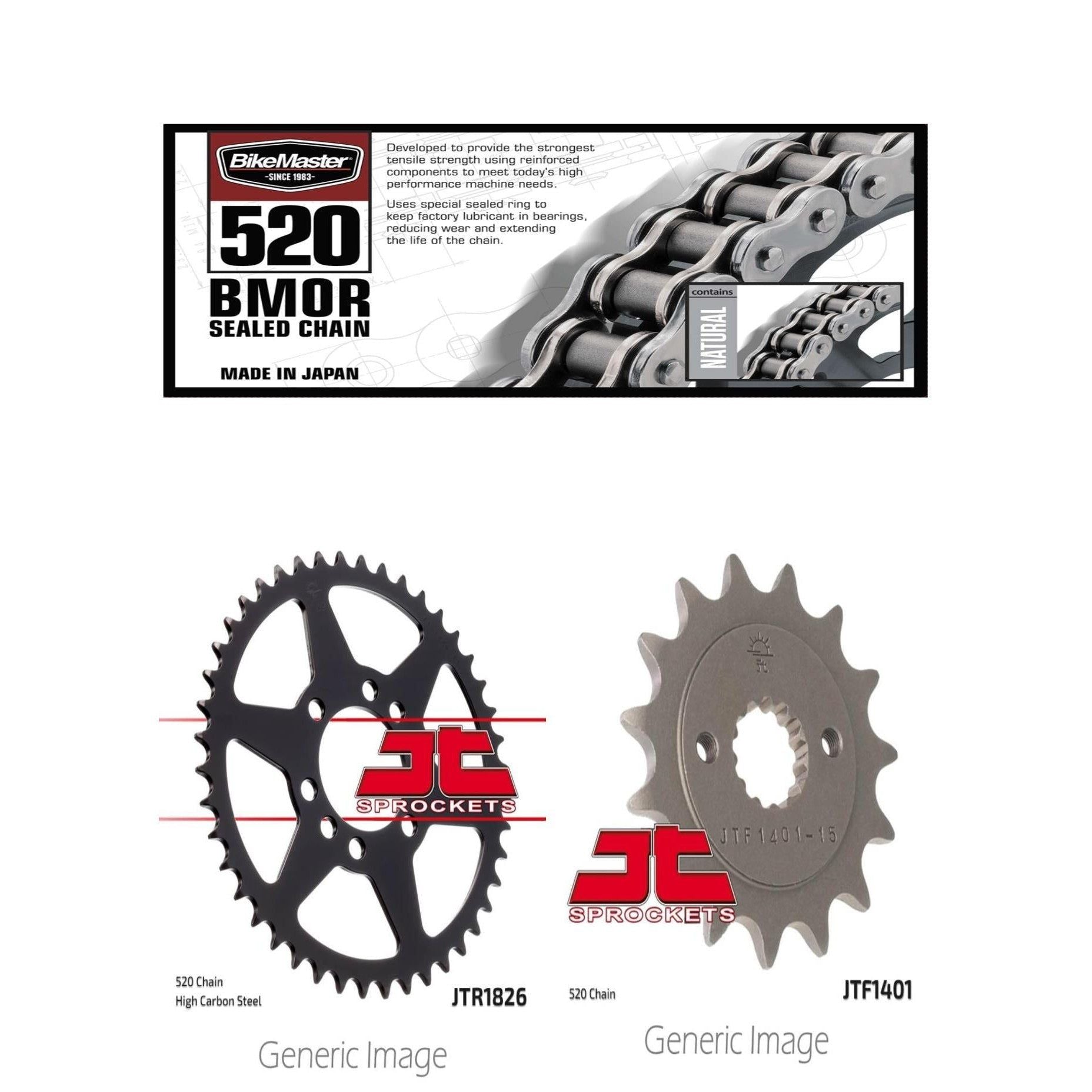 520 BMOR Chain, Front & Rear Sprocket Kit for SUZUKI LT-Z400 QuadSport 2004-2008