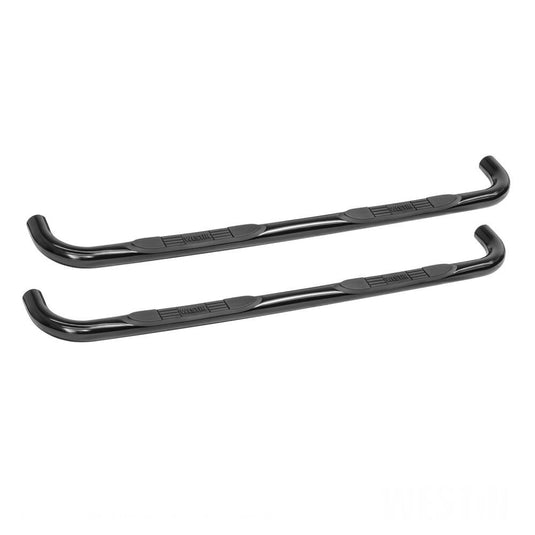 Westin E-Series 3 Inch Round Nerf Bars, Dual Step Pad - Black Powder Coat Steel fits 1999-2016 Ford F-250SD/F-350SD Crew Cab and 2008-2016 F-450SD Crew Cab Models