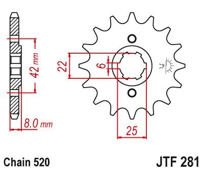 Load image into Gallery viewer, JT Sprockets Front Steel Countershaft Sprocket 14 Tooth 14T 520 Chain JTF281.14
