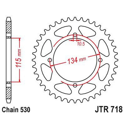 JT Sprockets Rear Steel Sprocket 46 Tooth 46T 530 Chain JTR718.46