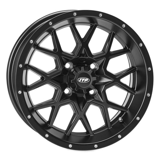 ITP Hurricane 12" Matte Black Wheels And Mud Lite Tires [25x8-12]