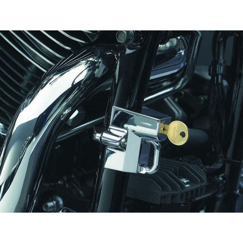 Load image into Gallery viewer, Kuryakyn Universal Helmet Lock Chrome 1 1/4&quot; 1-1/2&quot; Frame Harley Suzuki Honda
