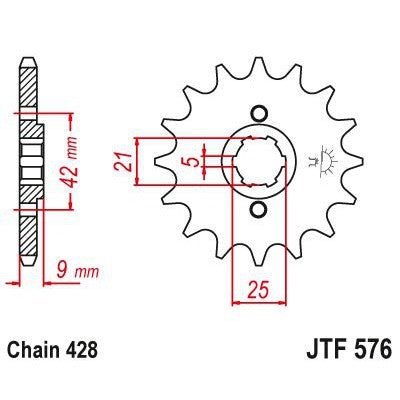 JT Sprockets Front Steel Countershaft Sprocket 19 Tooth 19T 428 Chain JTF576.19