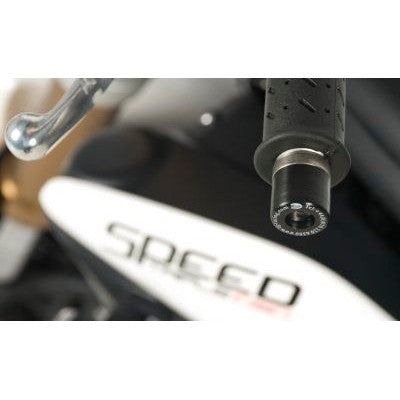 Load image into Gallery viewer, R&amp;G Racing Black Bar End Sliders For 1999-2006 Triumph Daytona 955i
