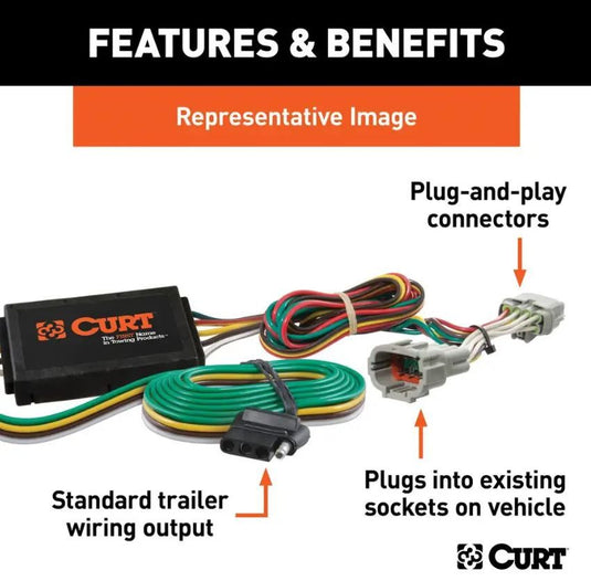 T-Connector Custom Wiring Harness, 4-Way Flat Output, 2013-2017 Chevrolet Traverse